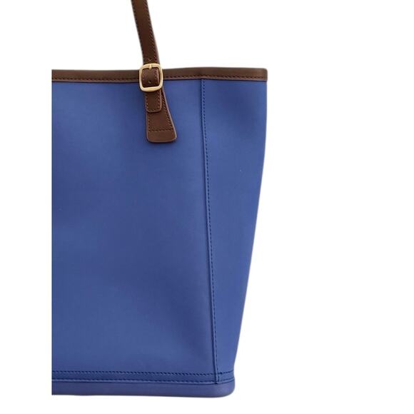 Crocs Blue Rubber Tote Bag Leather Trim Shoulder Bag Water-Resistant Carryall - Picture 5 of 6